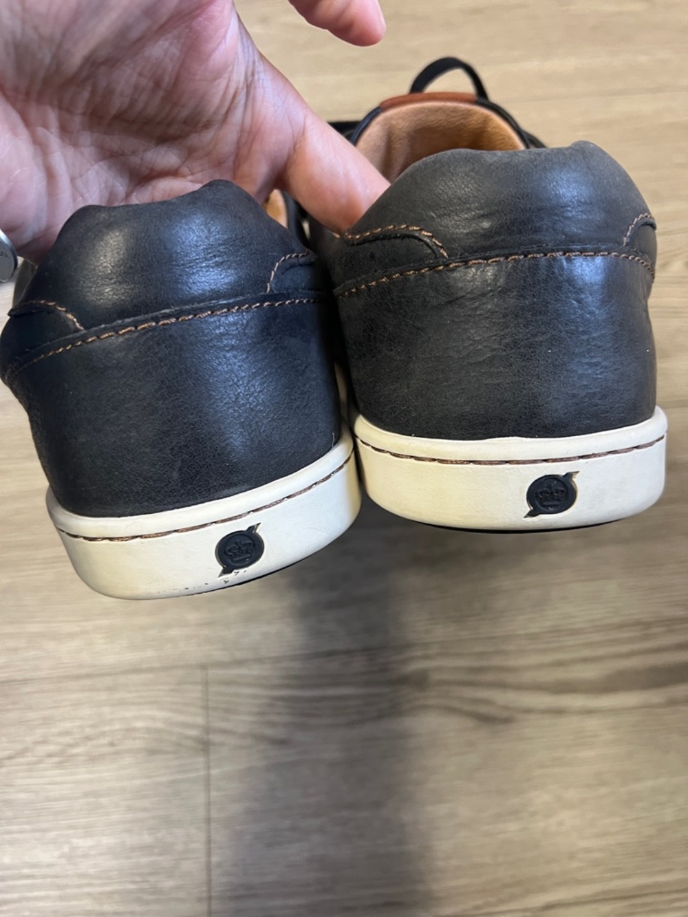 Born Black Leather Low-Top Sneakers with Brown Tongue Patch - Picture 4 of 7